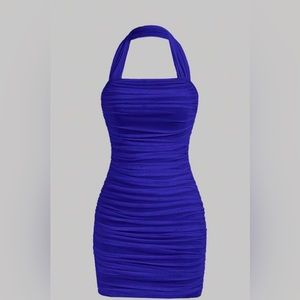 Royal Blue Bodycon Halter Dress